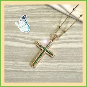 👑Electric Lab Emerald & Diamond pendant 18kt Rose Gold over S/S 🗝